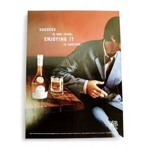 2001 B&B Cognac Liqueur Print Ad Man in Suit Rocks‎ Glass Success Enjoyment